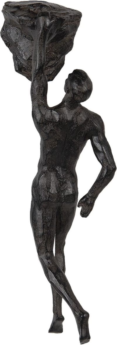 Clayre & Eef Beeld Man 9x9x32 cm Bruin Kunststof