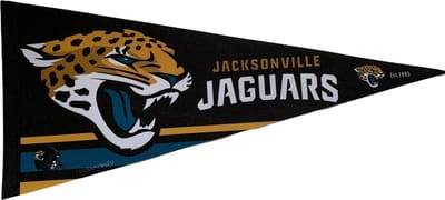 USArticlesEU - Jacksonville Jaguars  - NFL - Vaantje - Wimpel - Vlag - American Football - Sportvaantje - Pennant - Zwart/Wit - 31 x 72 cm