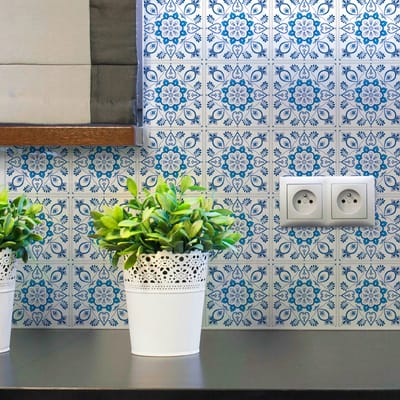 Zelfklevende tegelmuurstickers voor keuken en badkamer - 30 Delft Haarlem cementtegelstickers - 30 stickers 20x20cm