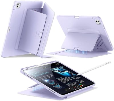 ESR Hoes Geschikt voor iPad Pro 13 (2024/2025) - Flip Magnetic Book Case - Beschermhoes met Multi-Angle Standaard - Sleep/Wake - Pen Houder - Paars