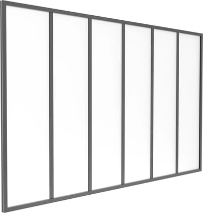 Vente-unique Glazen binnenraam in gepoedercoat aluminium en matglas - 180 x 105 cm (B x H) - Zwart - BAYVIEW