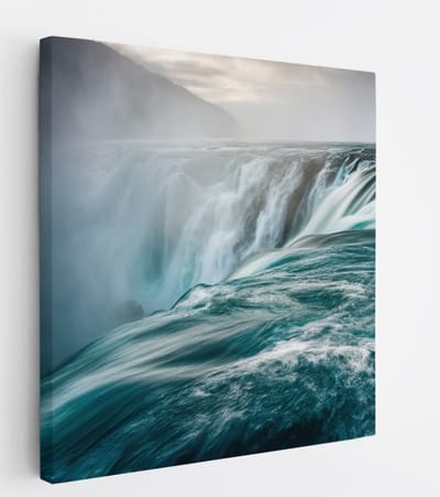 Saammp Canvas Schilderij - Waterval van dichtbij - Natuur - Botanisch - 20x20 - Foto op canvas - Wanddecoratie - Muurdecoratie Woonkamer - Slaapkamer decoratie - Canvas Print