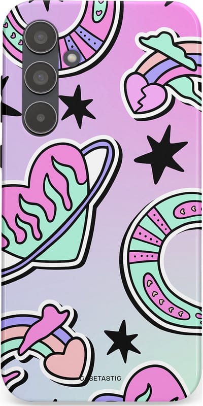 Casetastic Hoesje Geschikt voor Samsung A55 - Stijlvolle Beschermende Duo-layer Case - Paarse Droomwereld