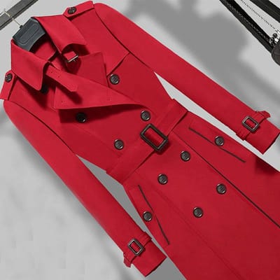 Grote Maat Wollen Jas Lente en Herfst Grote Maat Dameskleding Lange Mouw Warme Windbreaker XXXXXL red