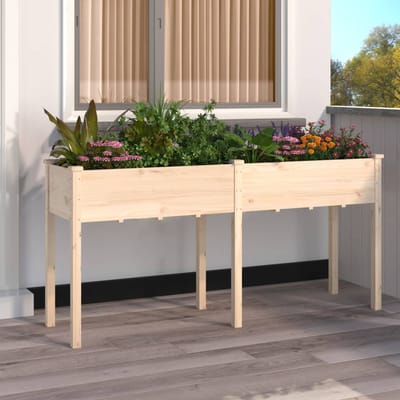 vidaXL - Plantenbak - met - voering - 161x45x76 - cm - massief - vurenhout