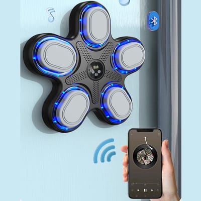 Muziek Bokstrainer - Wanddoel Fitness - Thuis Sporten - Interactieve Ritmetraining - 39 x 38 x 6 cm - Zwart