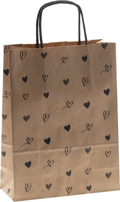 Papieren tasjes 50 stuks - Bruin en Print / Multi colour - A5 18x24x8 - Cadeautasjes - Papieren tasjes met handvat