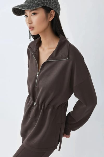 Ritskraag Sweatshirt met Verstelbare Taille