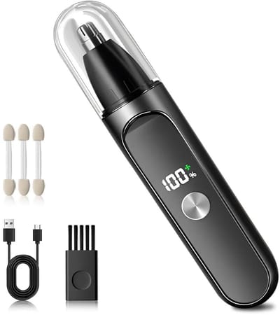 Neushaartrimmer, elektrisch scheerapparaat, LED-display, roterende dubbele roestvrijstalen messen, unisex.