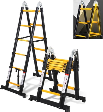 Telescopische ladder 3,8 m - Vouwladder Aluminium Antislip - Maximaal 150 kg Belastbaar