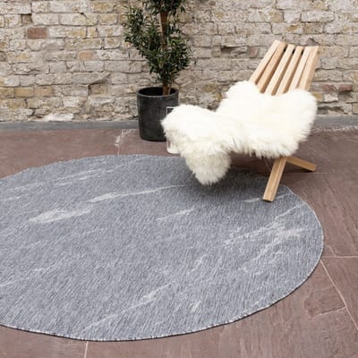 Rond Buitenkleed Marble - Grijs/wit - dubbelzijdig - EVA Interior - Rond 200 Ø - (L)
