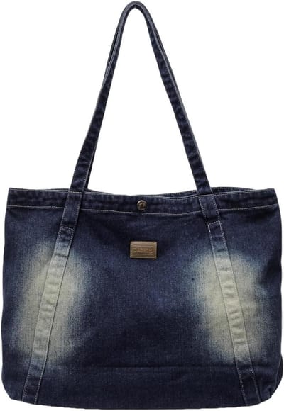 Denim Tas - Schoudertas Dames - Dagelijks Gebruik - Grote Capaciteit - 39 cm Hoogte - Blauw
