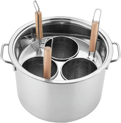 Pastapot 5 Gaten - Pastakoker Inzet - Meerdere Pasta Koken - Commerciële Vergiet - 45 Gaten - Zilverkleurig