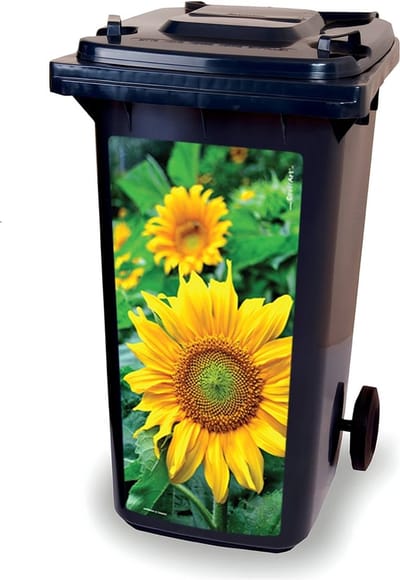 Container sticker - Zonnebloemen - kliko sticker - afvalbak stickers - vuilnisbak - CoverArt