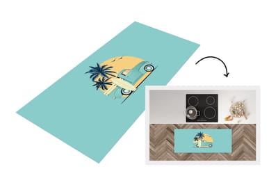 Keukenloper - Loper keuken - Bus - Palmboom - Surfboard - Zomer - 120x50 cm - Keukenloper vinyl