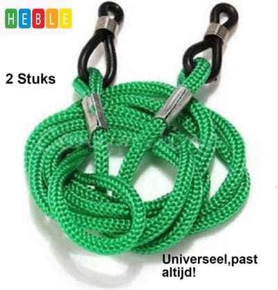 *** 3 Stuks Brillenkoord Groen Trio - Zonnebril Touwtje - Leesbril - Bril Houder - van Heble® ***
