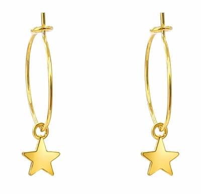 Dames oorringen goudkleurig - Gold plated - 14mm oorringetjes - hangertje sterretje