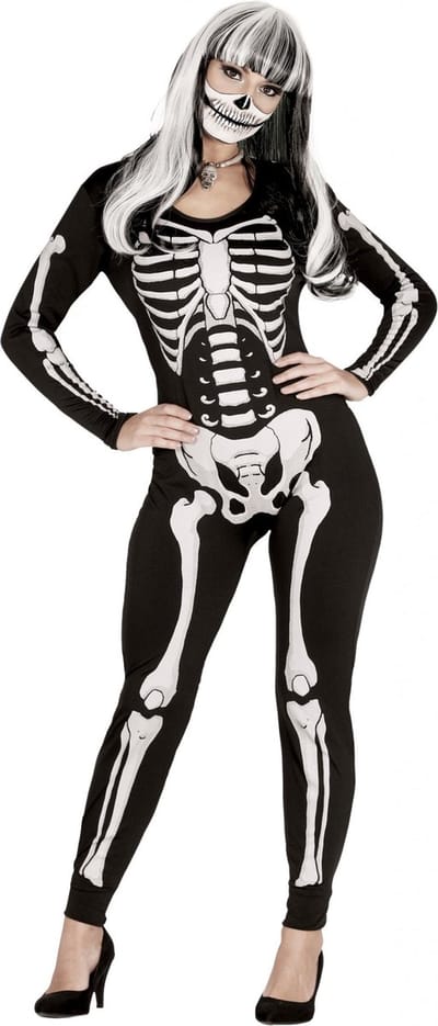 Fiestas Guirca Jumpsuit Skelet Dames Polyester Zwart/wit Maat M