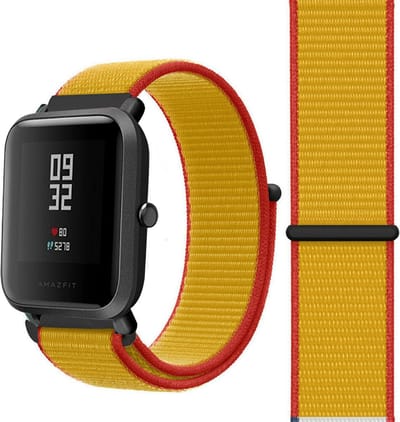 Nylon bandje geschikt voor Xiaomi Amazfit Bip / GTS / GTS 2 / GTS 3 / GTS 4 - Mini / Bip Lite / Bip U / Bip U Pro - Duitsland - Geel - Rood