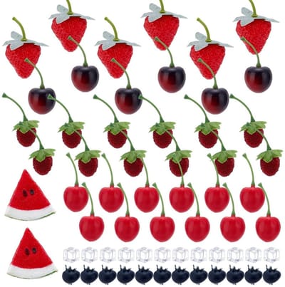 Dailygoods- Kunstvruchten 62 stuks - Kunststof decoratie fruit - Realistische nep fruit - Feestelijke decoratie - Kerstmis decoratie - Vleugje natuur en kleur - Nepfruit