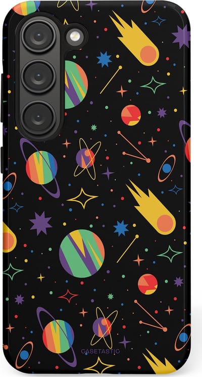 Casetastic Hoesje Geschikt voor Samsung S23 - Stijlvolle Beschermende Duo-layer Case - Planeten en meteoren