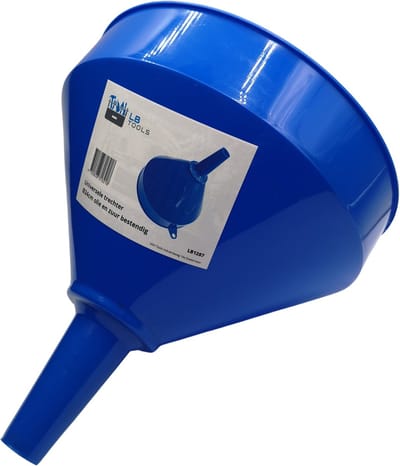 LB Tools Grote stevige trechter met zeef, Ø24cm doorsnee inhoud 3.5 liter olie, zuur en brandstof bestendig