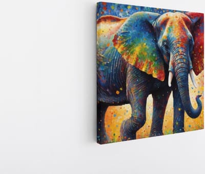 Saammp Canvas Schilderij - Olifant - Kleurrijk - Dieren - 20x20 - Foto op canvas - Wanddecoratie - Muurdecoratie Woonkamer - Slaapkamer decoratie - Canvas Print