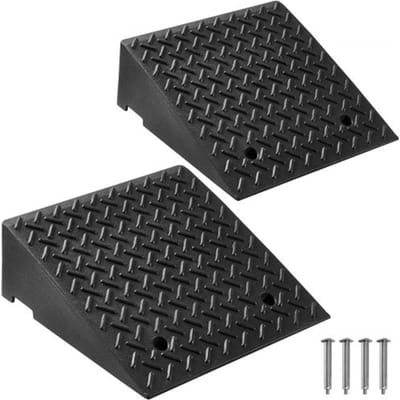 VEVOR Stoeprandhelling Voor Opritten, Drempelhelling 3175 Kg Draagvermogen, 18 cm Hoog, Overgangshelling met Afvoertank Voor Rolstoelen, Kinderwagens, Motoren, Auto's, Grasmaaiers En Aanhangwagens, 2-Pack