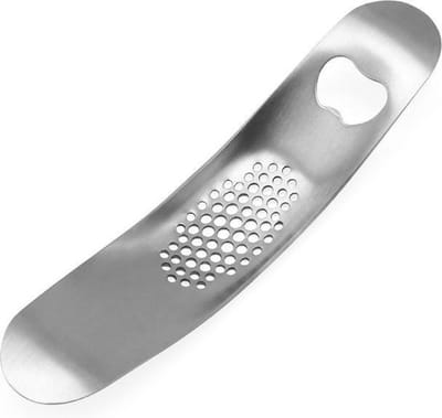 Jumada - Knoflookpers - Met bieropener - Keuken - Gereedschap - RVS - koken - Zilver