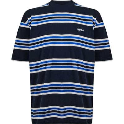 Hugo Heren T-shirt met ronde hals en strepen van Natinolo (Donkerblauw)