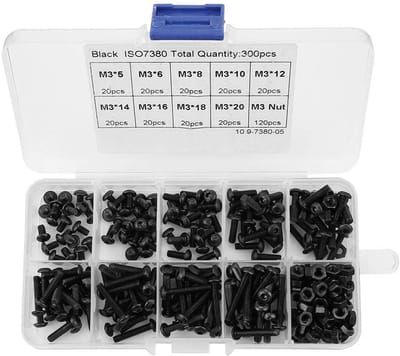 SPHProducts - Assortiment Kit Schroefboutmoer - 300 stuks M3 - Hoge sterkte - Zwart - Bevestigingsmiddelen - Ideaal voor thuisgebruik - Kantoortoepassi...