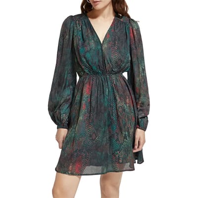 Scotch & Soda Balloon Sleeve Mini Dress Snake Maat: 36 | Mini Jurken Outlet | Dames
