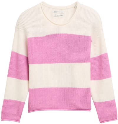 Tom Tailor - Gebreide trui - Maat 92/98 - pink ecru block stripe