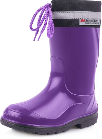 Ladeheid Kinder Regenlaarzen - Rubber - Hoog met Veters - PVC - Waterdicht – Purper Zwart – 27 - LA-LMG-972-Kim