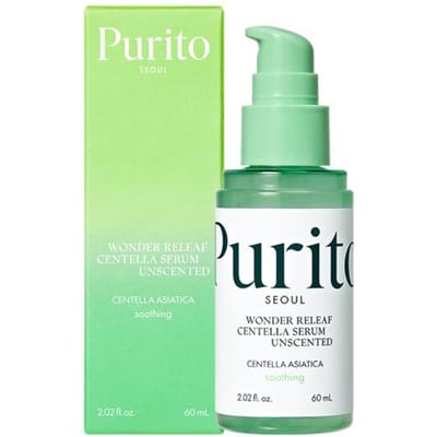 PURITO SEOUL Wonder Releaf Centella Serum Geurloos 60ml – Geurvrij Verzachtend & Barrière Herstellend Gezichtsserum 60ml