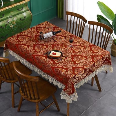 Rood Kant Tafelkleed Verdikt Hitte-isolatie Anti Broei Doek Kunst Ronde Tafel Tafelkleden Meubilair Stofhoes Doek 60x60cm rood