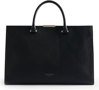 Ted Baker Leren handtas schoudertas Rosane Bar Detail Tote Bag Black zwart