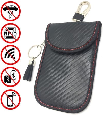 Rfid beschermhoes autosleutel Carbon-look voor Autosleutel en Pasjes (HC) / RFID keyless entry en keyless go met dubbele voering / Faraday Kooi Hoesje / Keyless Entry Go Sleutel Etui.