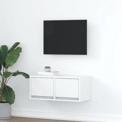 Tv-kast - Tv-meubel Wandkast - Woonkamer Organiseren - Ruimtebesparend Wandmontage - 60 x 31 x 25.5 cm - Wit