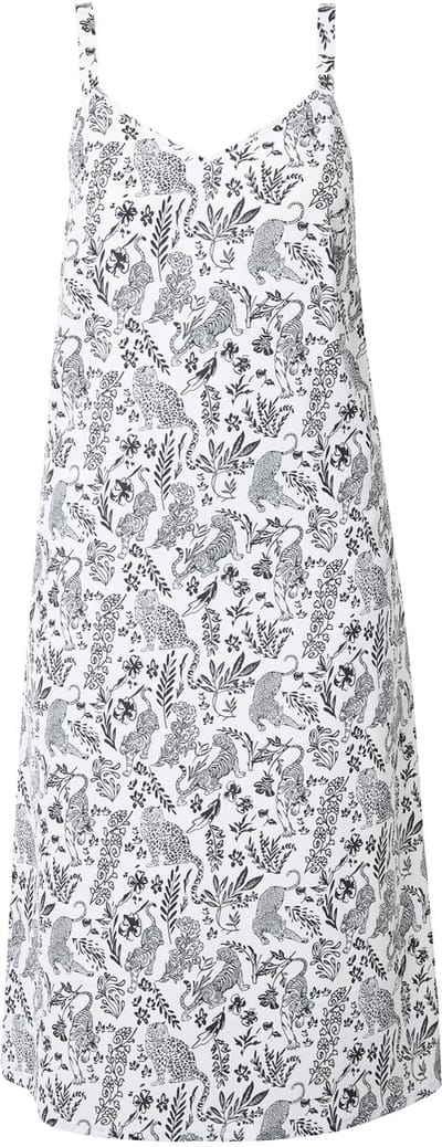 Studio Untold - Dames - Maxi-jurk A-lijn satijn all-over print - Off-white - Maat 42+