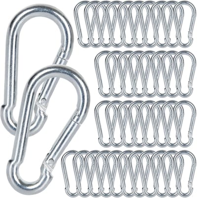 Karabijnhaken M5 - Gegalvaniseerde Haken - Snel Bevestigen - Hoge Draagkracht - 60 Stuks - Zilver