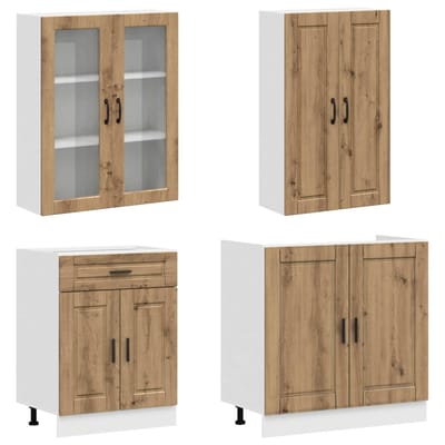 vidaXL - Keukenblok - PORTO - 4 - st - Artisanaal - eiken - Bewerkt - hout