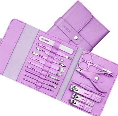 E-shop4u® - Professionele Manicureset 16 PCS Full-nagelknipper-Hoogwaardig roestvrij staal-Paars-Verwijder overtollig eelt-Verzorg nagelriemen-Cadeau voor nagelverzorging