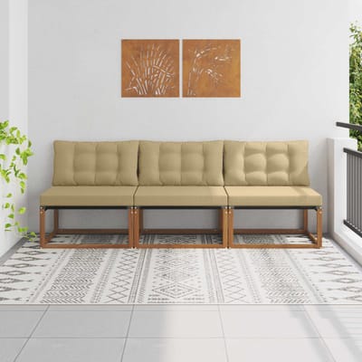 vidaXL - 3 - st - Buiten - Midden - Sofa - Massief - Acacia - Hout - Naturel