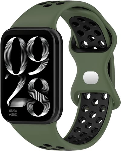 Stravo Sportief Siliconen Horlogebandje – Geschikt voor Xiaomi Smart band 8 Pro (Xiaomi Mi band 8 Pro) / Xiaomi Smart band 9 Pro (Xiaomi Mi band 9 Pro) – Tweekleurig design – Siliconen bandje voor Redmi Watch 4 / 5 / 6 – Groen / Zwart