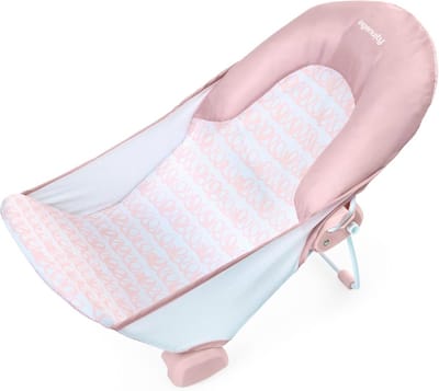 Vouwbare Baby Badstoeltje met 2 Posities, Veilig en Comfortabel, Geschikt voor Baby's van 0-6 Maanden, Roze
