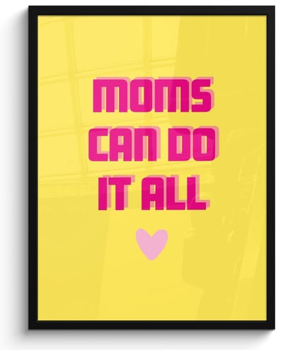 Poster in lijst - Fotolijst 50x70 cm - Posters - Quote - Moeder - Hartje - Roze - Posterlijst zwart - Decoratie - Wanddecoratie woonkamer - Muurdecoratie slaapkamer