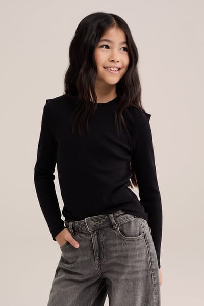 WE Fashion Meisjes T-shirt van ribstof