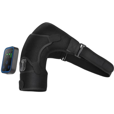 Masseur Électrique Portable 3 en 1 à Vibration pour Épaule, Genou, Coude, Pression d'Air, Malaxage, Contrôle par Application black