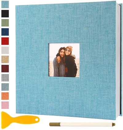 Dailygoods- Fotoalbum Zelfklevend 28x27 - Scrapbook - Gastenboek - 40 Bladzijden - Zuurvrij/PVC-vrij - Lichtblauw - Perfect voor speciale gelegenheden